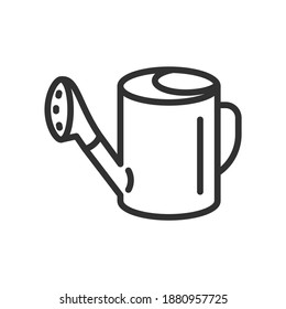 garden watering can, linear icon. Editable stroke