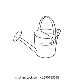 lata de riego de jardín, ilustración de esbozo vectorial 