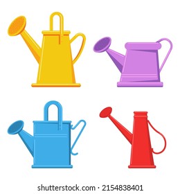Caricatura vectorial de latas de riego de jardín aisladas en un fondo blanco.