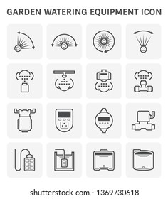 Garden watering equipment and sprinkler icon set design.