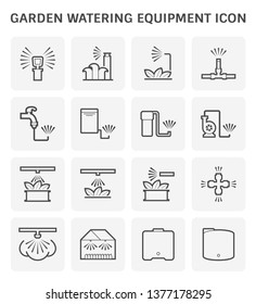 Garden watering equipment and sprinkler icon set design.