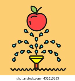 Garden. Watering fruit. Vector icon. Irrigation system for the plants.