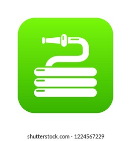 Garden watering hose icon green vector isolated on white background
