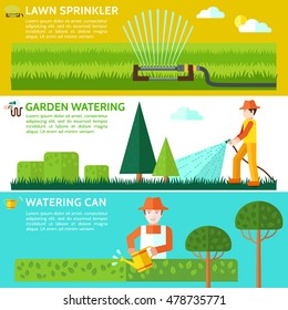 Garden watering. Vector Illustration.
