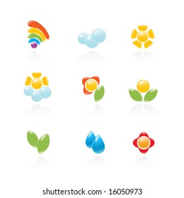 Garden and weather icon set. Vector-Illustration