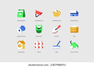 Garden of web icons set in flat design. Vector pictograms for mobile app interface