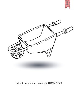   Garden wheelbarrow cart, vector illustration.