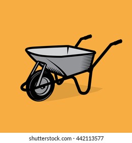 Garden wheelbarrow cart, vector illustration