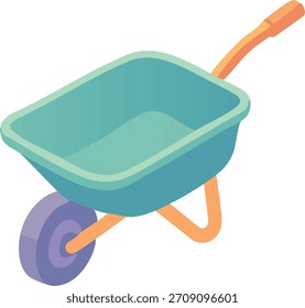 Una carretilla de jardín con lavabo profundo, una sola rueda delantera y manijas para transportar.