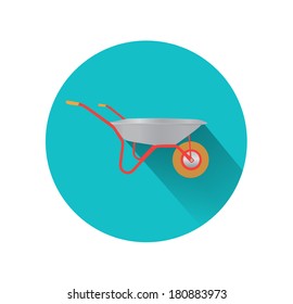 Garden wheelbarrow in flat design
