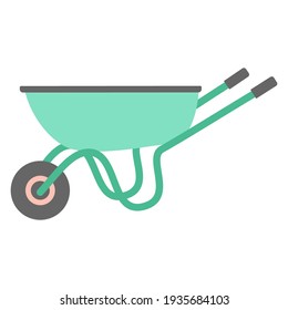 garden wheelbarrow in flat design, tool for manual transportation isolated on white background, vector illustration, cute garden trolley