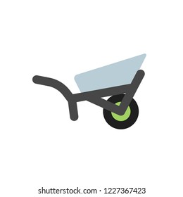 garden wheelbarrow flat vector icon