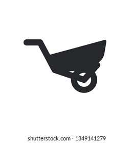 garden wheelbarrow flat vector icon
