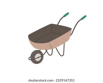 Garden wheelbarrow. Gardening, planting tools illustration