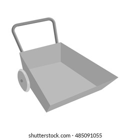 Garden wheelbarrow icon in black monochrome style isolated on white background. Territory cleaning symbol vector illustration