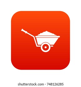 Garden wheelbarrow icon digital red for any design isolated on white vector illustration