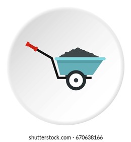 Garden wheelbarrow icon in flat circle isolated vector illustration for web