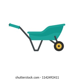 Garden wheelbarrow icon. Flat illustration of garden wheelbarrow vector icon for web isolated on white