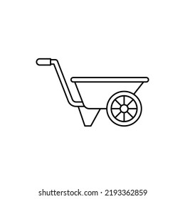garden wheelbarrow icon in line style icon, isolated on white background