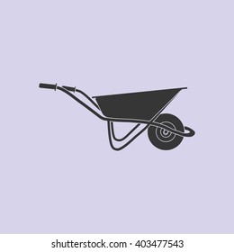 Garden Wheelbarrow Icon on the purple background. Vector illustration