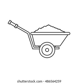 Garden wheelbarrow icon in outline style isolated on white background vector illustration