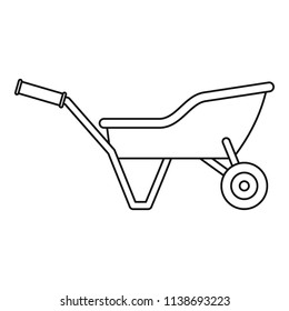 Garden wheelbarrow icon. Outline garden wheelbarrow vector icon for web design isolated on white background