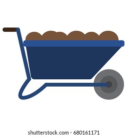 Garden wheelbarrow icon, vector illustration flat style design isolated on white. Colorful graphics