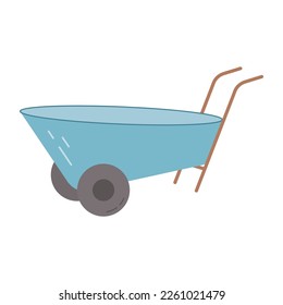 Garden wheelbarrow isolated on white background. Garden equipment, tool. Seasonal garden work. Spring vector llustration.