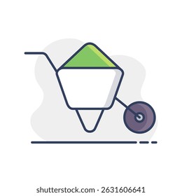 Garden wheelbarrow isolated vector icon. Graph symbol for agriculture, garden and plants web site and apps design, logo, app, UI