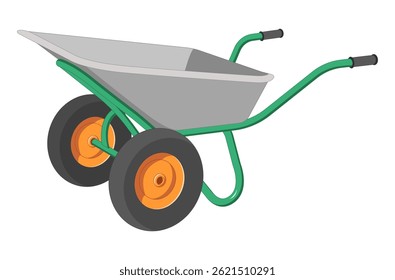 Garden wheelbarrow on one wheel. Isolated on white. Black line. Coloring page.