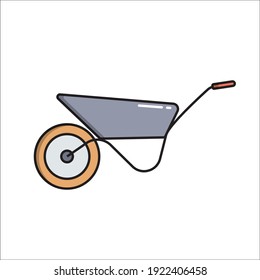 Garden wheelbarrow, simple gardening icon in trendy line style isolated on white background for web apps and mobile concept. Vector Illustration EPS10