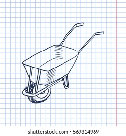 garden wheelbarrow sketch. vector