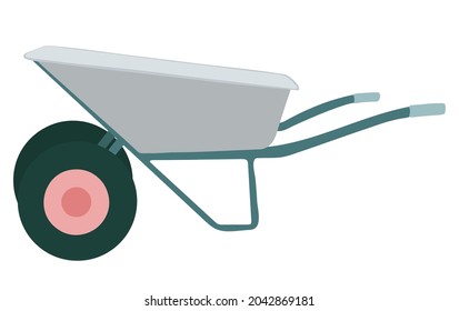 carretilla de jardín. Herramientas e inventario. Elemento vectorial aislado sobre fondo blanco. Ilustraciones dibujadas a mano.