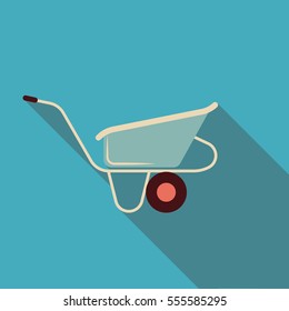 garden wheelbarrow vector flat icon. Simple illustration of gardening elements, editable icons, can be used in logo, UI and web design