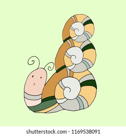 Garden wildlife snail animal vector isolated.  Pest spiral slimy nature animal.