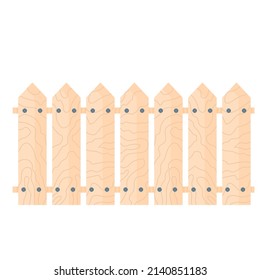 Garden wooden Fence. Isolated vector illustration on white background. Farm wood wall.