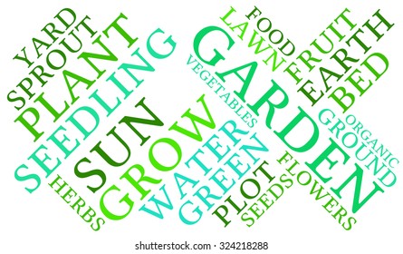 Garden word cloud on a white background. 