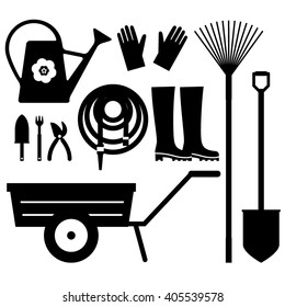 Garden working tools set. Vector illustration. 