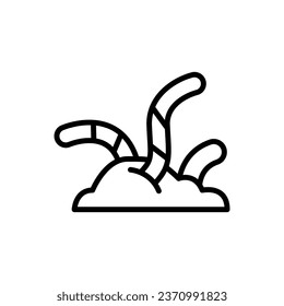 Garden Worm Outline Icon Vector Illustration