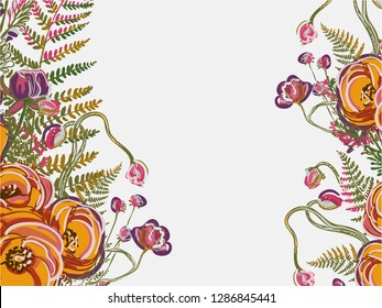 garden yellow peony flower vector background