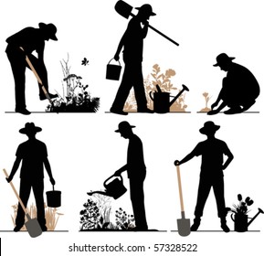 Gardener. All elements and textures are individual objects. Vector illustration scale to any size.