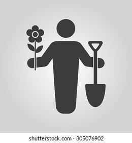 The gardener avatar icon. Gardening and agriculture, garden symbol. Flat Vector illustration