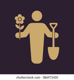 The gardener avatar icon. Gardening and agriculture, garden symbol. Flat Vector illustration