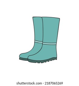 Gardener boots colorful illustration in vector. Gardener boots colorful icon in vector. Gumboots icon in vector