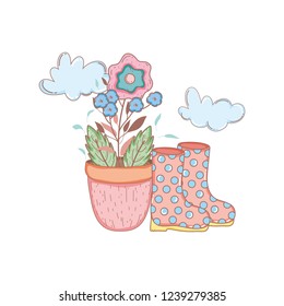 gardener boots rubber with flowers garden