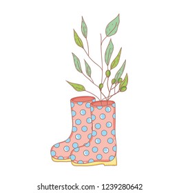 gardener boots rubber with leafs