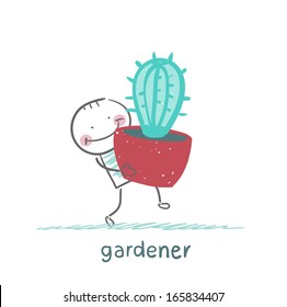 gardener carries a cactus