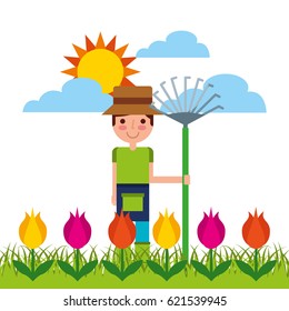 gardener with cute garden