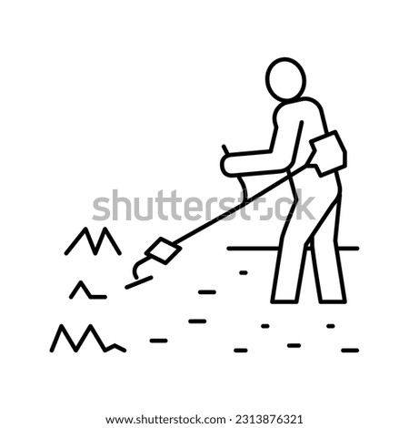 gardener cutting lawn grass line icon vector. gardener cutting lawn grass sign. isolated contour symbol black illustration