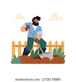 Gardener digging ground Flat Vector Illustration EPS 10 File 